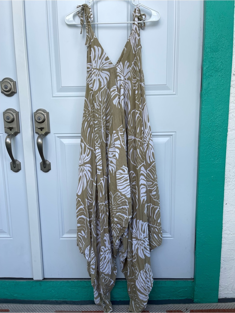 The Makana Shop Handmade 100% Rayon Romper with Pockets One Size Tan